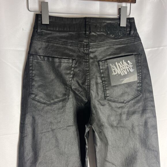 Empyre Size 0 Woman’s Tori Coated Black Jeans Loose Fit NWT - Picture 3 of 9